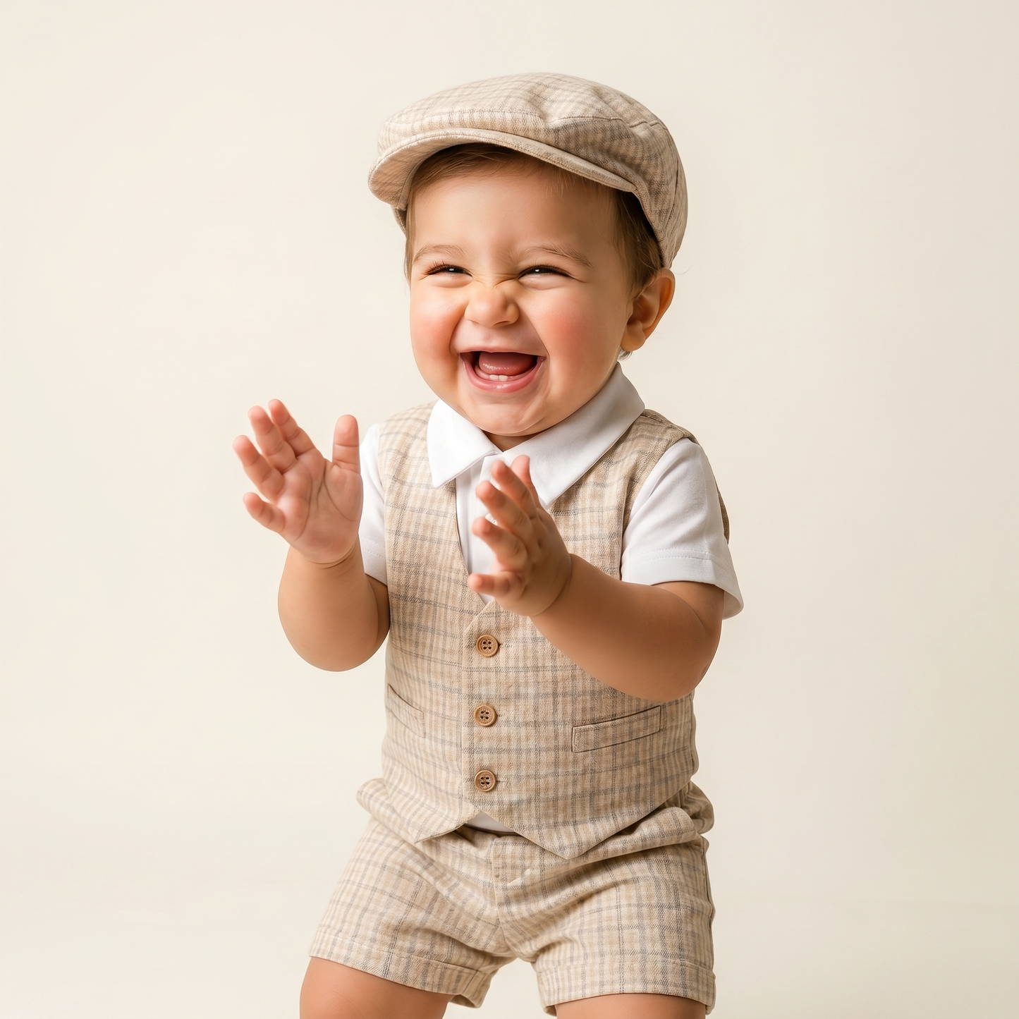 Vintage Plaid Vest & Shorts Set