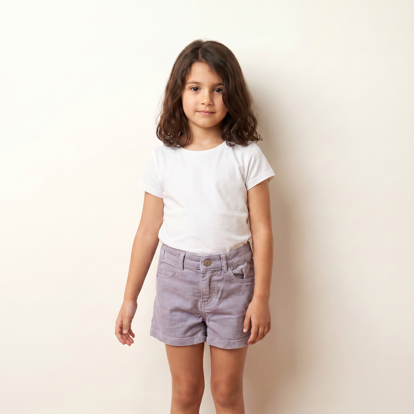 Shimmering Lavender Twill Shorts