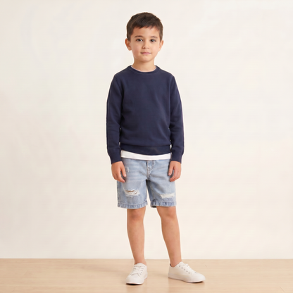 Kids Cutting Denim Shorts
