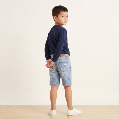 Kids Cutting Denim Shorts