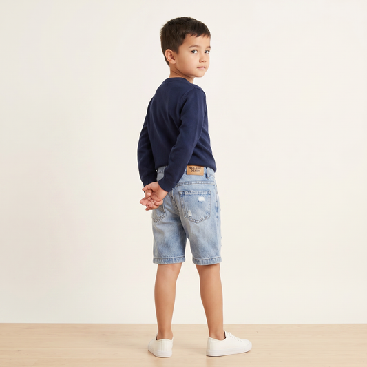 Kids Cutting Denim Shorts
