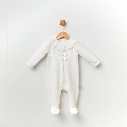 Premium  Cotton Jumpsuit with Bow Collar for Baby Girls