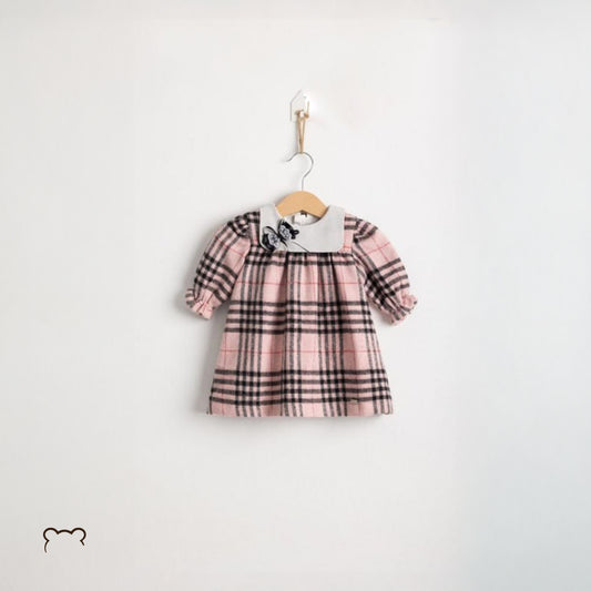 Teddy bear Beautiful Girls rose Tartan Dress