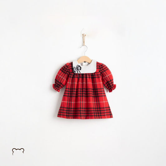 Teddy bear Beautiful Girls Red Tartan Dress