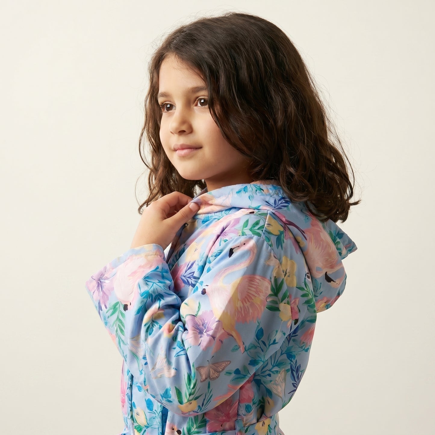 Flamingo Blossom Kids Beach Robe