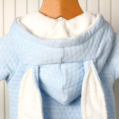 Teddy bear Blue  Knitted BUNNY Pramsuit.