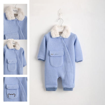 Baby Beautiful baby blue Rubber And Pocket At Fleece Details That's Clear.