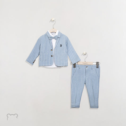 Boys Fashion Suit Shirt Vest Pants Bow Tie blue