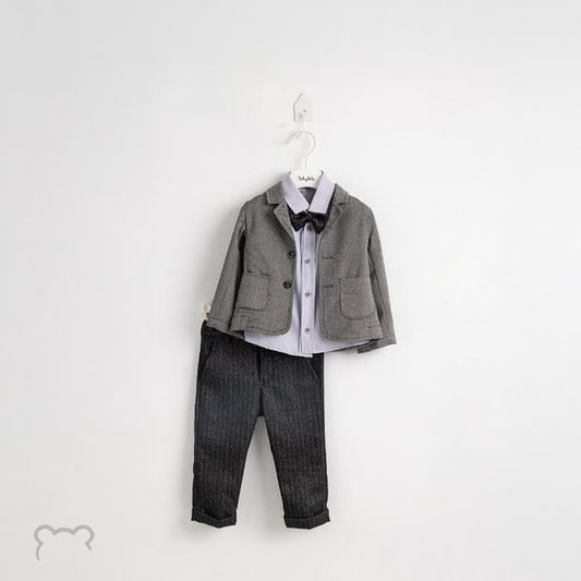 Fashion Boys' Shirt Suit Shirt Vest Trousers Bow Tie Suit Black