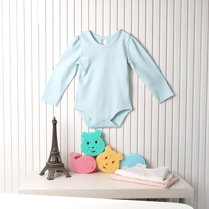 Teddy bear ( Girls Full Sleeves Heart Print Bodysuit - blue )