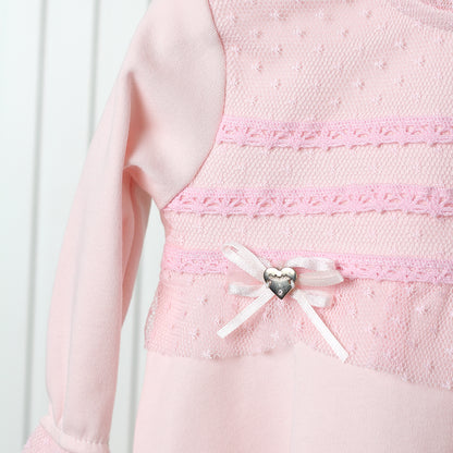 Teddy bear Beautiful  Signature knitted 2 piece baby sets pink