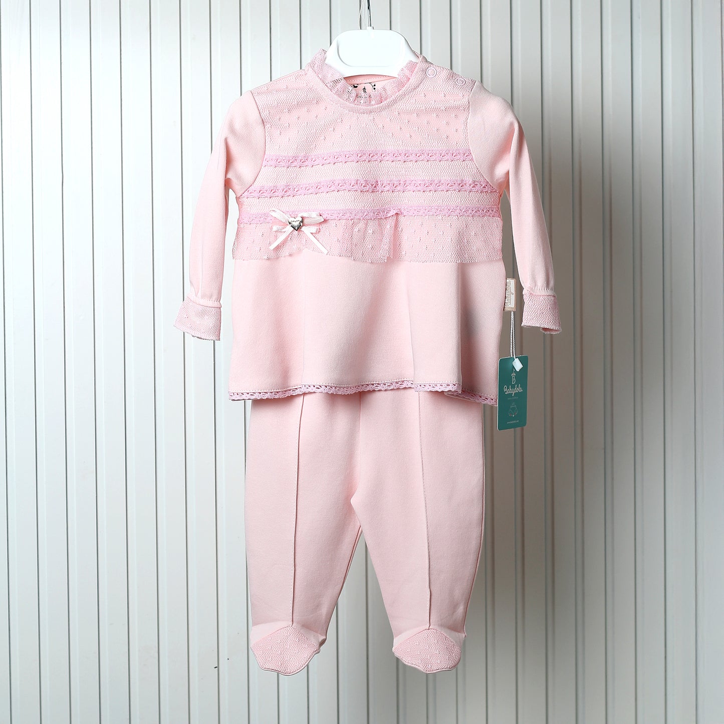 Teddy bear Beautiful  Signature knitted 2 piece baby sets pink