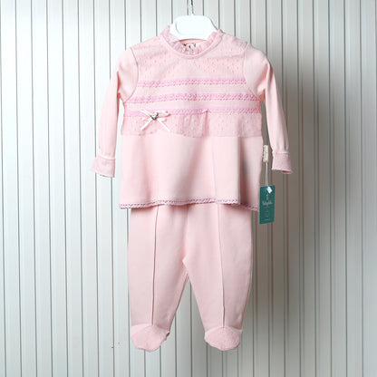 Teddy bear Beautiful  Signature knitted 2 piece baby sets pink